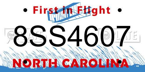 8SS4607 North Carolina License Plate