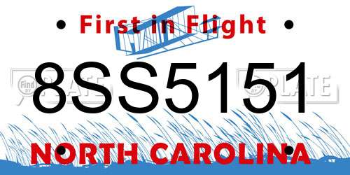 8SS5151 North Carolina License Plate