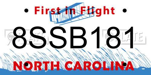 8SSB181 North Carolina License Plate