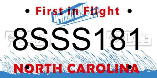 8SSS181 North Carolina License Plate