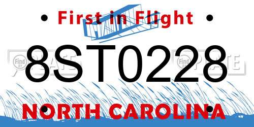 8ST0228 North Carolina License Plate
