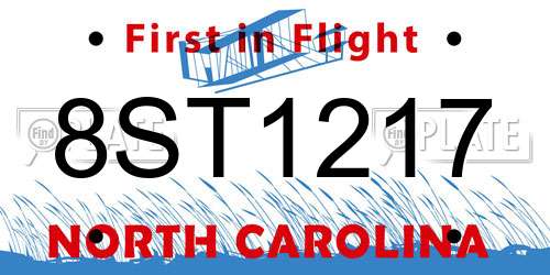 8ST1217 North Carolina License Plate