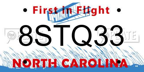 8STQ33 North Carolina License Plate