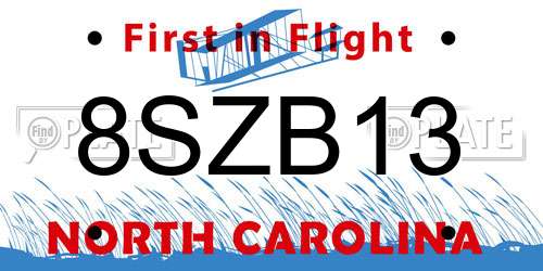 8SZB13 North Carolina License Plate