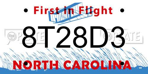 8T28D3 North Carolina License Plate