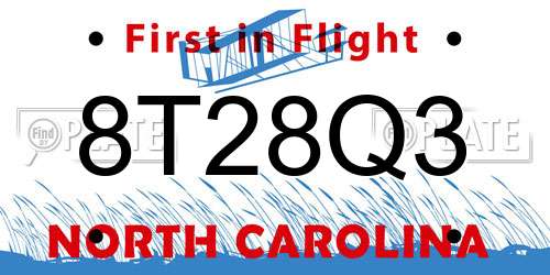 8T28Q3 North Carolina License Plate