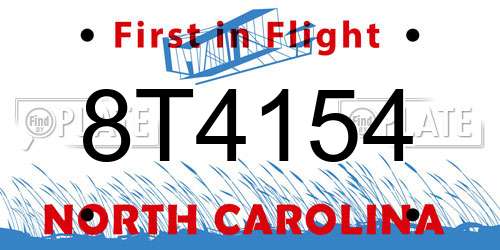 8T4154 North Carolina License Plate
