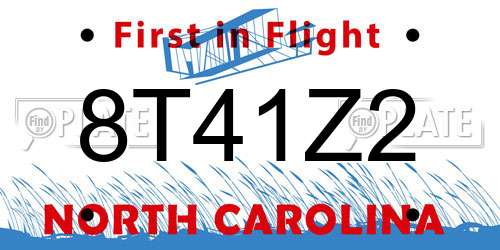 8T41Z2 North Carolina License Plate