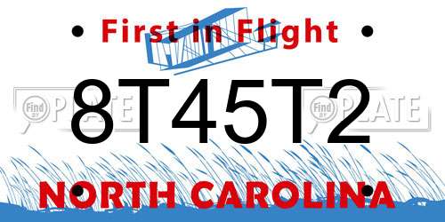 8T45T2 North Carolina License Plate