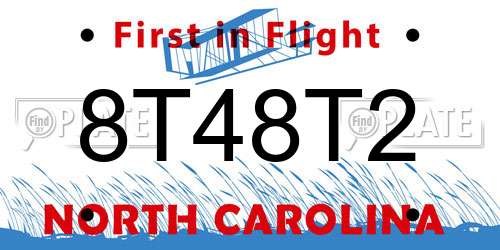 8T48T2 North Carolina License Plate