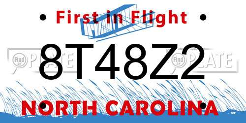 8T48Z2 North Carolina License Plate