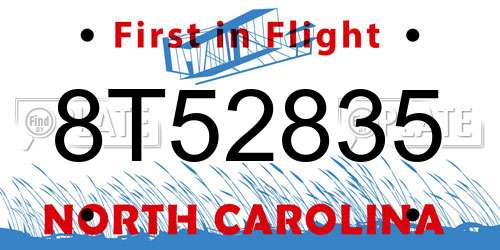 8T52835 North Carolina License Plate