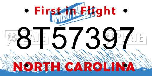 8T57397 North Carolina License Plate
