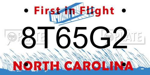 8T65G2 North Carolina License Plate
