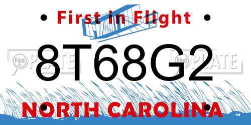 8T68G2 North Carolina License Plate