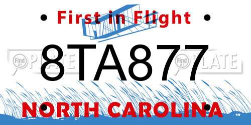 8TA877 North Carolina License Plate