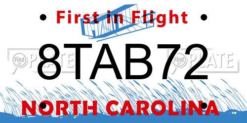 8TAB72 North Carolina License Plate