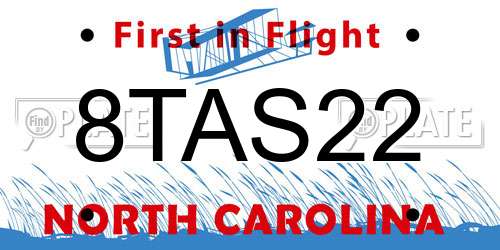 8TAS22 North Carolina License Plate