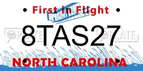8TAS27 North Carolina License Plate