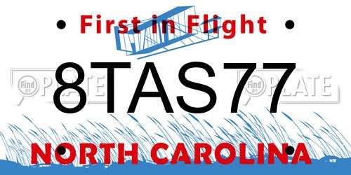 8TAS77 North Carolina License Plate