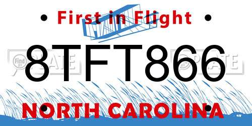 8TFT866 North Carolina License Plate
