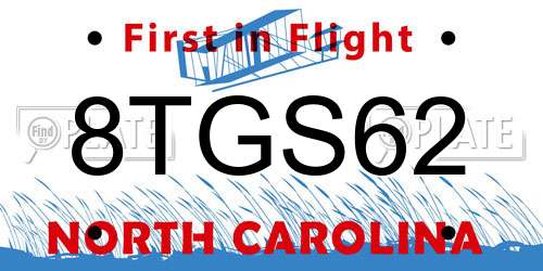8TGS62 North Carolina License Plate