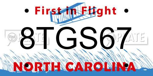 8TGS67 North Carolina License Plate