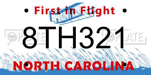 8TH321 North Carolina License Plate