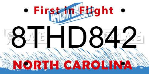 8THD842 North Carolina License Plate