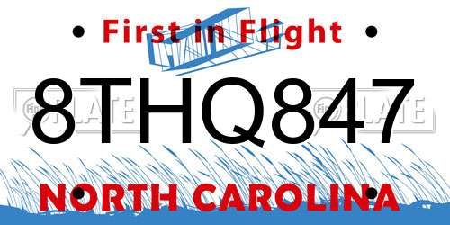 8THQ847 North Carolina License Plate
