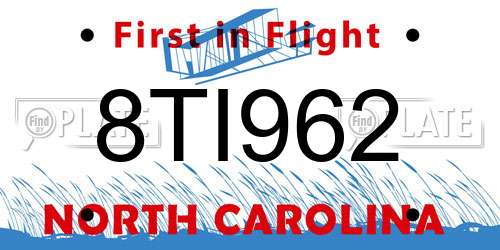 8TI962 North Carolina License Plate