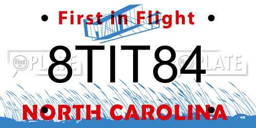 8TIT84 North Carolina License Plate