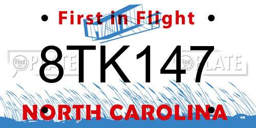 8TK147 North Carolina License Plate