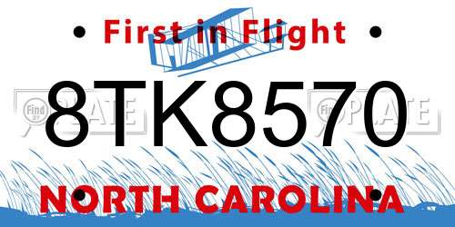 8TK8570 North Carolina License Plate