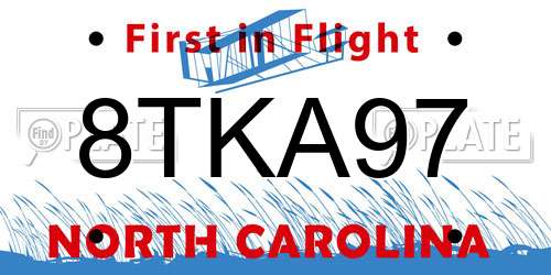 8TKA97 North Carolina License Plate