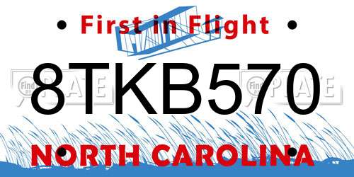 8TKB570 North Carolina License Plate