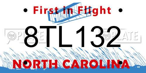 8TL132 North Carolina License Plate