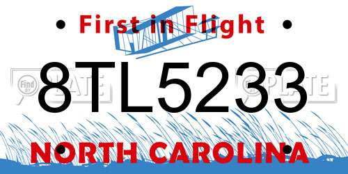 8TL5233 North Carolina License Plate