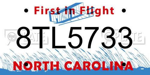 8TL5733 North Carolina License Plate
