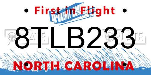 8TLB233 North Carolina License Plate