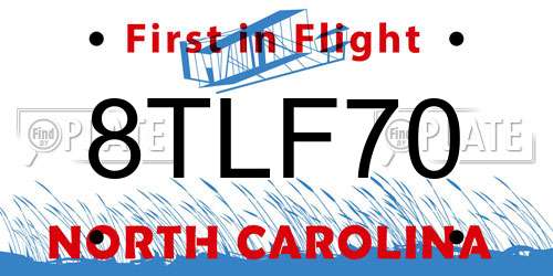 8TLF70 North Carolina License Plate