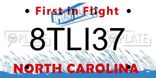 8TLI37 North Carolina License Plate