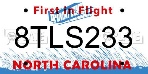 8TLS233 North Carolina License Plate