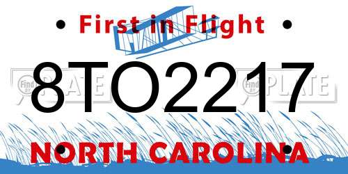 8TO2217 North Carolina License Plate