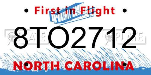 8TO2712 North Carolina License Plate
