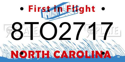 8TO2717 North Carolina License Plate