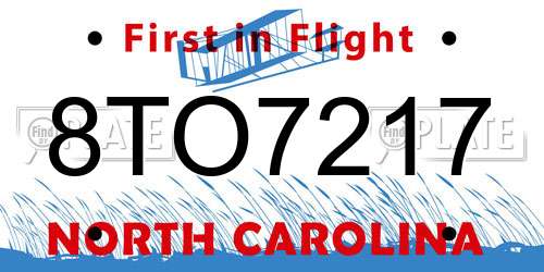 8TO7217 North Carolina License Plate