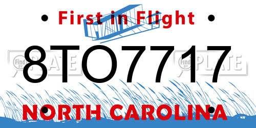 8TO7717 North Carolina License Plate