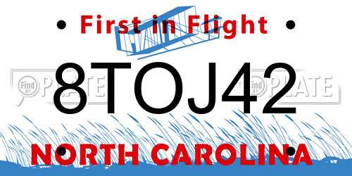8TOJ42 North Carolina License Plate