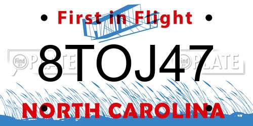 8TOJ47 North Carolina License Plate